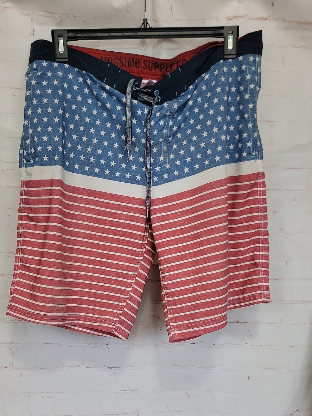 Mossimo Supply Co. Men's Red, White & Blue Star Stripe Swim Shorts